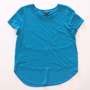 NWOT Express Sheer Bottom Teal T Shirt S
